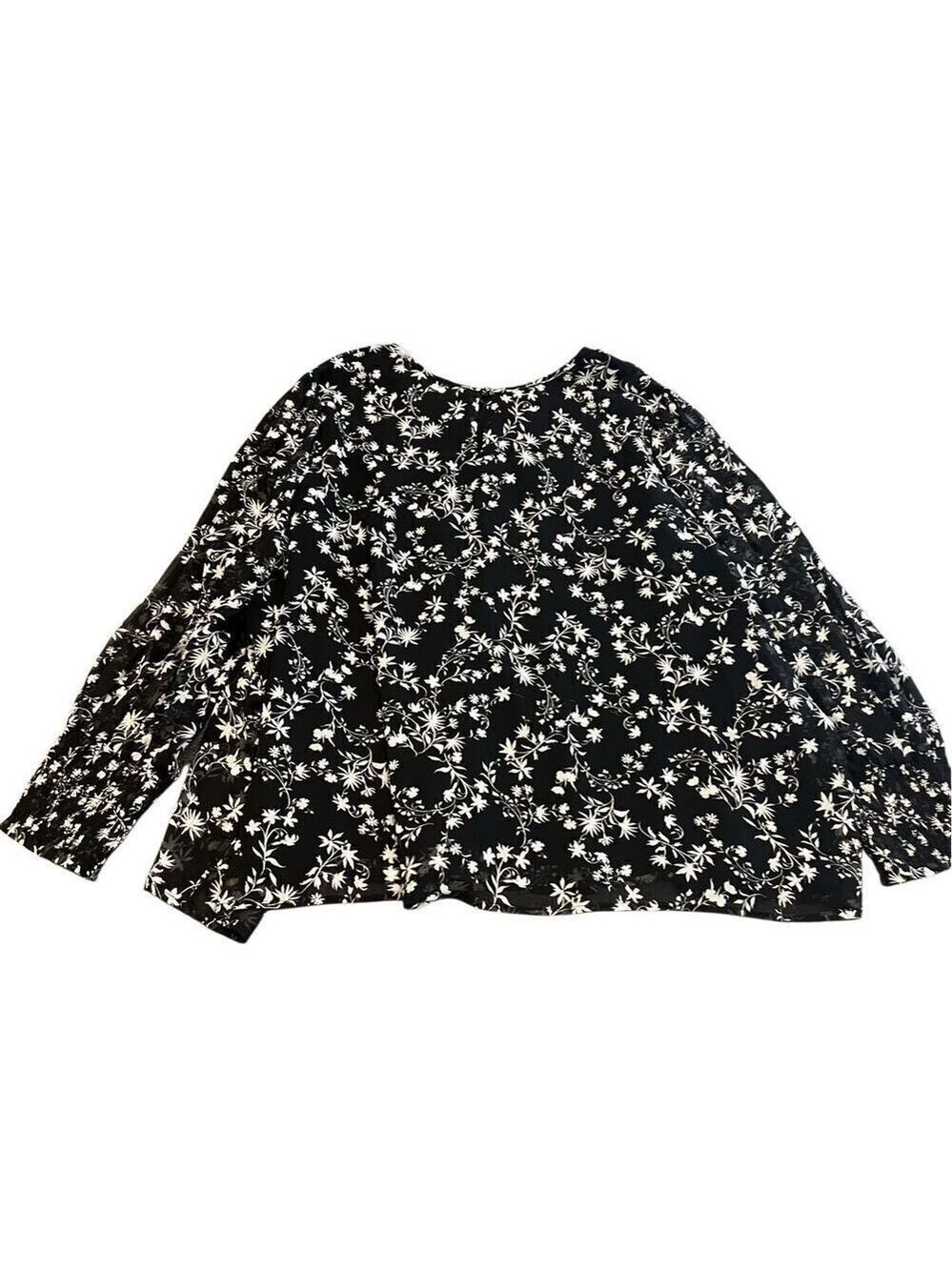 TERRA& Sky  black floral BOHO blouse size 4X - Picture 3 of 9